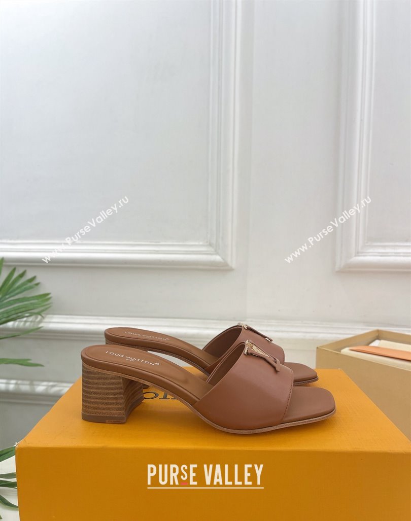 Louis Vuitton LV Capri Heel Slides Sandal 5cm in Calf Leather Brown 2 2024 0815 (MD-240815105)