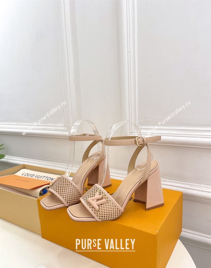 Louis Vuitton Shake Heel Sandals 9cm in Perforated Leather Beige 2024 (MD-240815109)