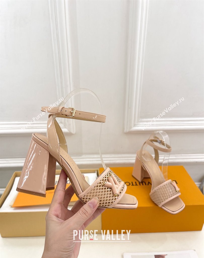 Louis Vuitton Shake Heel Sandals 9cm in Perforated Leather Beige 2024 (MD-240815109)