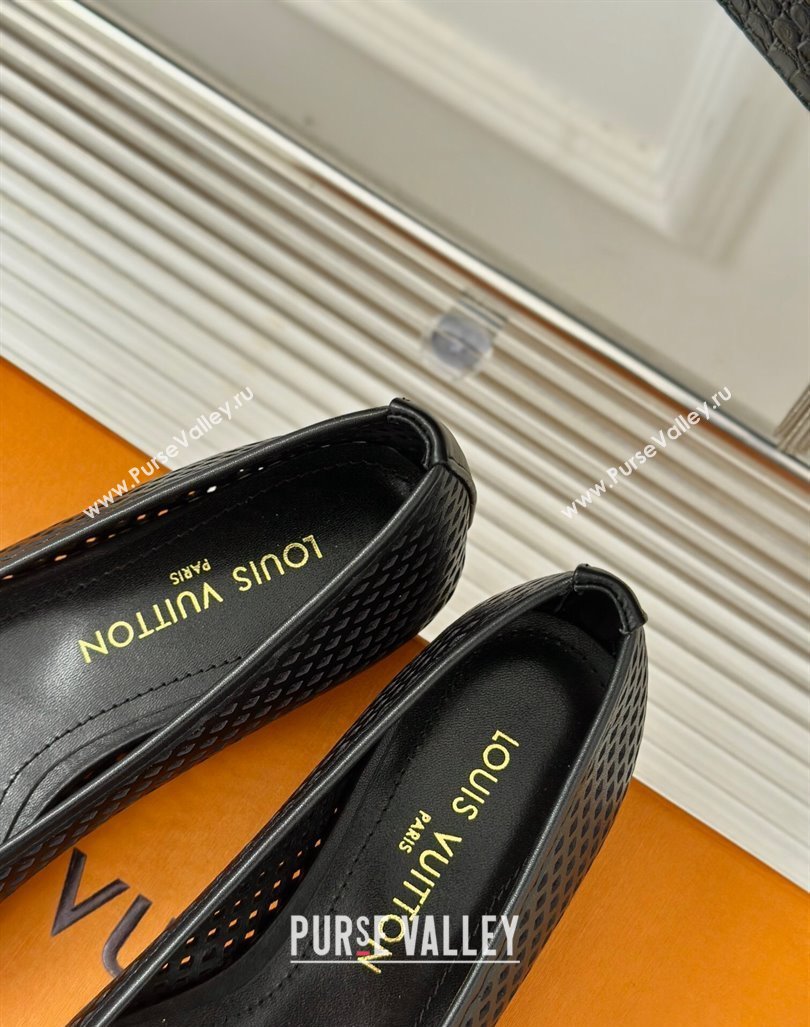 Louis Vuitton Shake Flat Ballerinas Flat in Perforated Leather Black 2024 (MD-240815080)