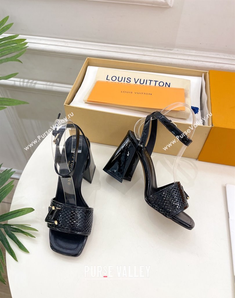 Louis Vuitton Shake Heel Sandals 9cm in Perforated Leather Black 2024 (MD-240815112)