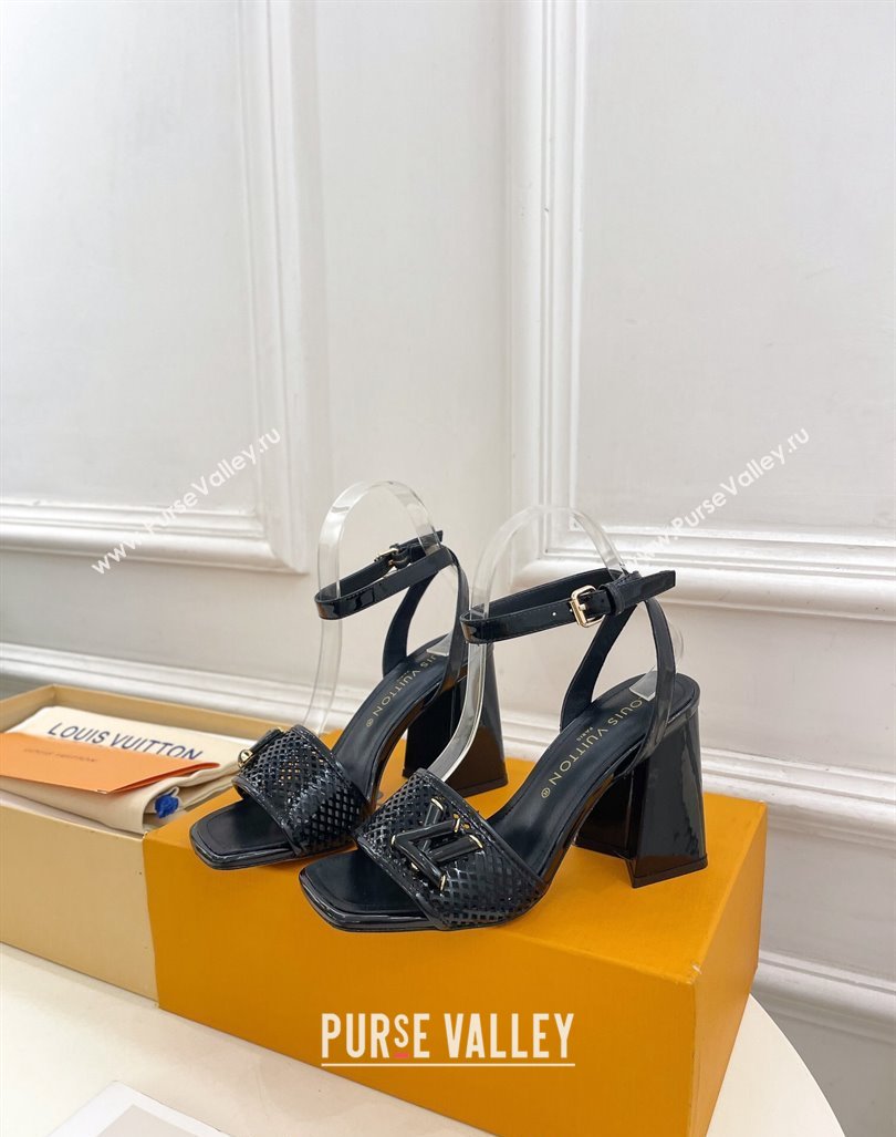 Louis Vuitton Shake Heel Sandals 9cm in Perforated Leather Black 2024 (MD-240815112)