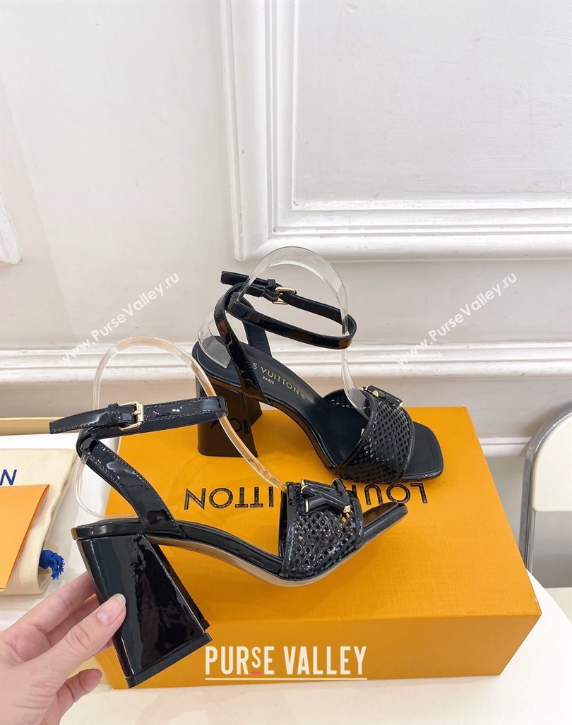 Louis Vuitton Shake Heel Sandals 9cm in Perforated Leather Black 2024 (MD-240815112)