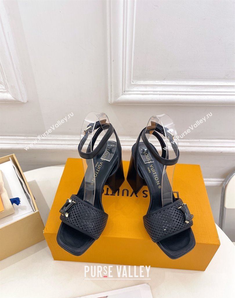 Louis Vuitton Shake Heel Sandals 9cm in Perforated Leather Black 2024 (MD-240815115)