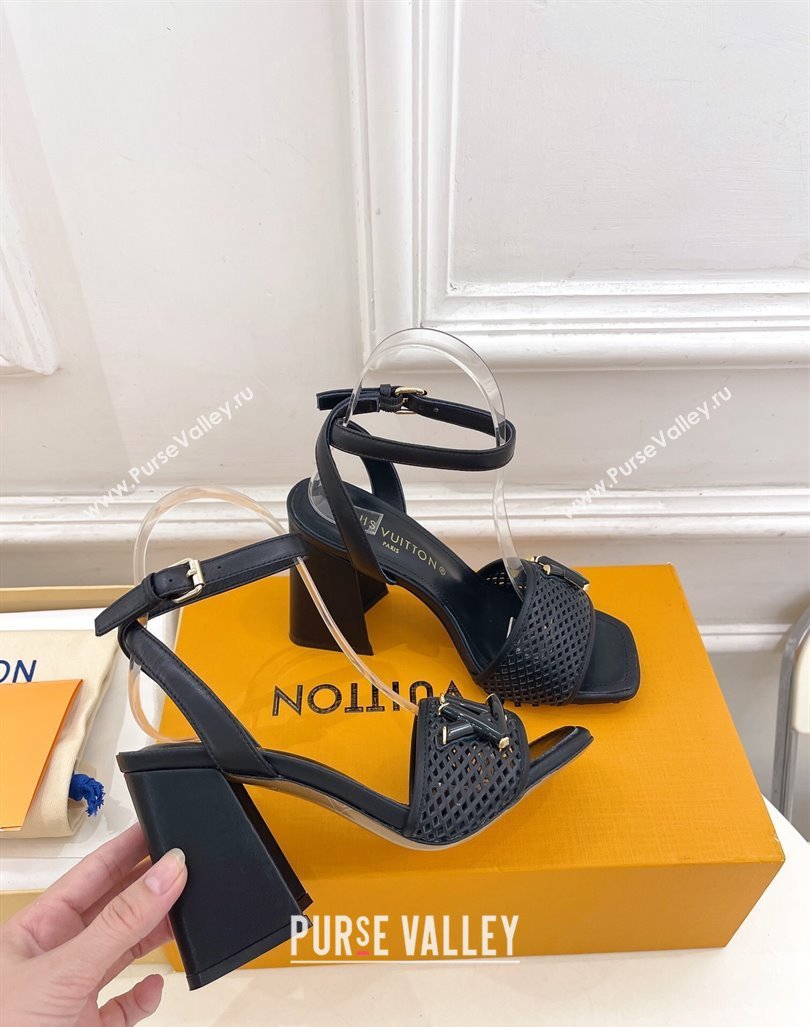 Louis Vuitton Shake Heel Sandals 9cm in Perforated Leather Black 2024 (MD-240815115)