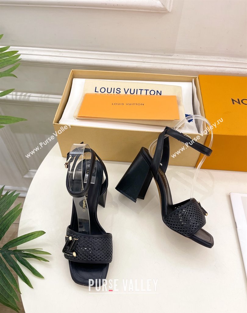 Louis Vuitton Shake Heel Sandals 9cm in Perforated Leather Black 2024 (MD-240815115)