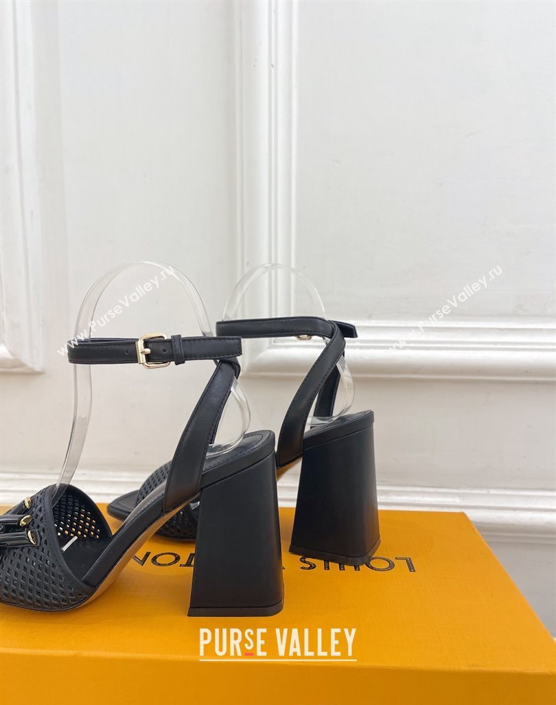 Louis Vuitton Shake Heel Sandals 9cm in Perforated Leather Black 2024 (MD-240815115)