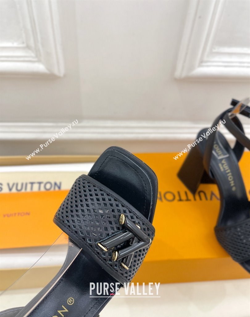 Louis Vuitton Shake Heel Sandals 9cm in Perforated Leather Black 2024 (MD-240815115)