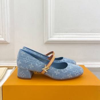 Louis Vuitton Romy Pumps 3.5cm in Monogram Denim Light Blue 2024 060602 (MD-240815116)