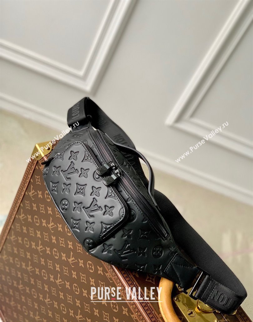 Louis Vuitton Mens Rush Bumbag Belt Bag in Black Monogram Shadow Leather 2024 M47058 (KI-240829019)