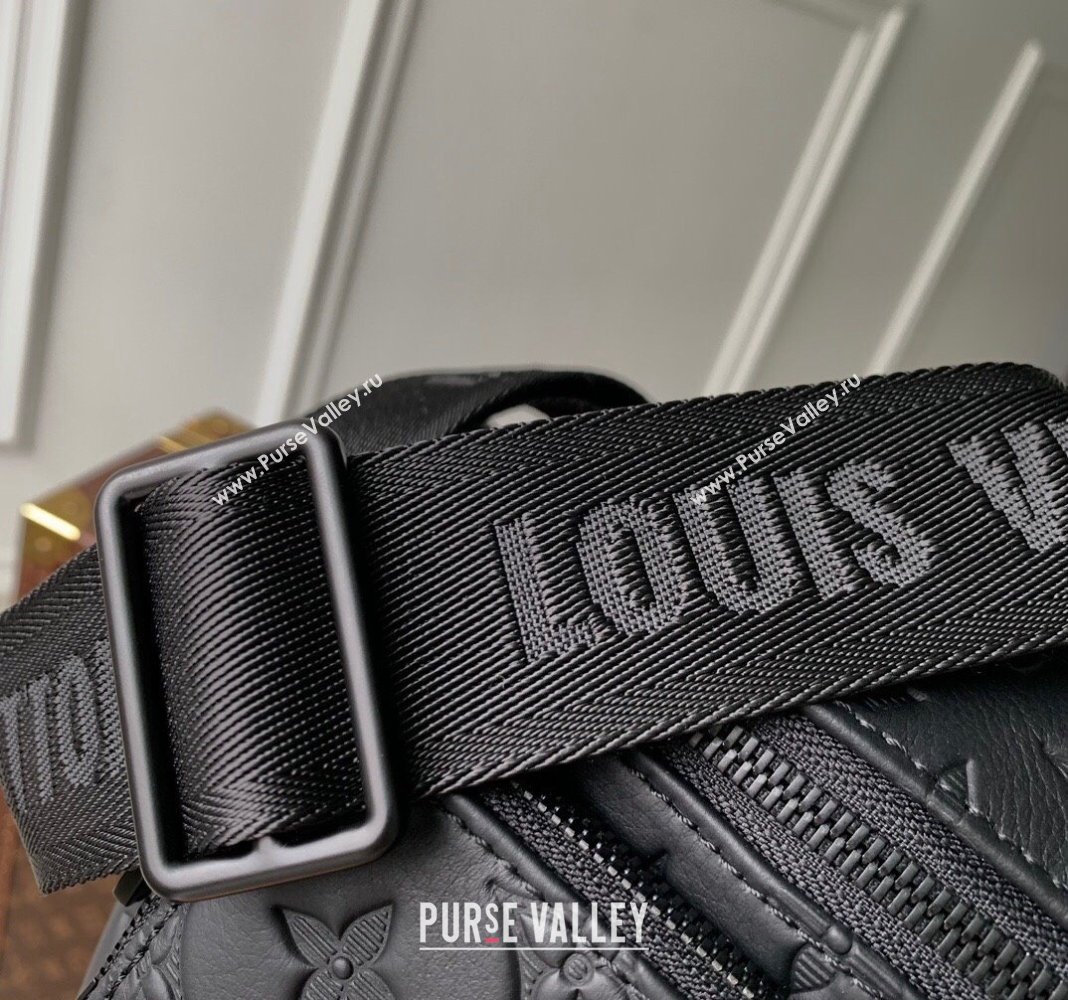 Louis Vuitton Mens Rush Bumbag Belt Bag in Black Monogram Shadow Leather 2024 M47058 (KI-240829019)