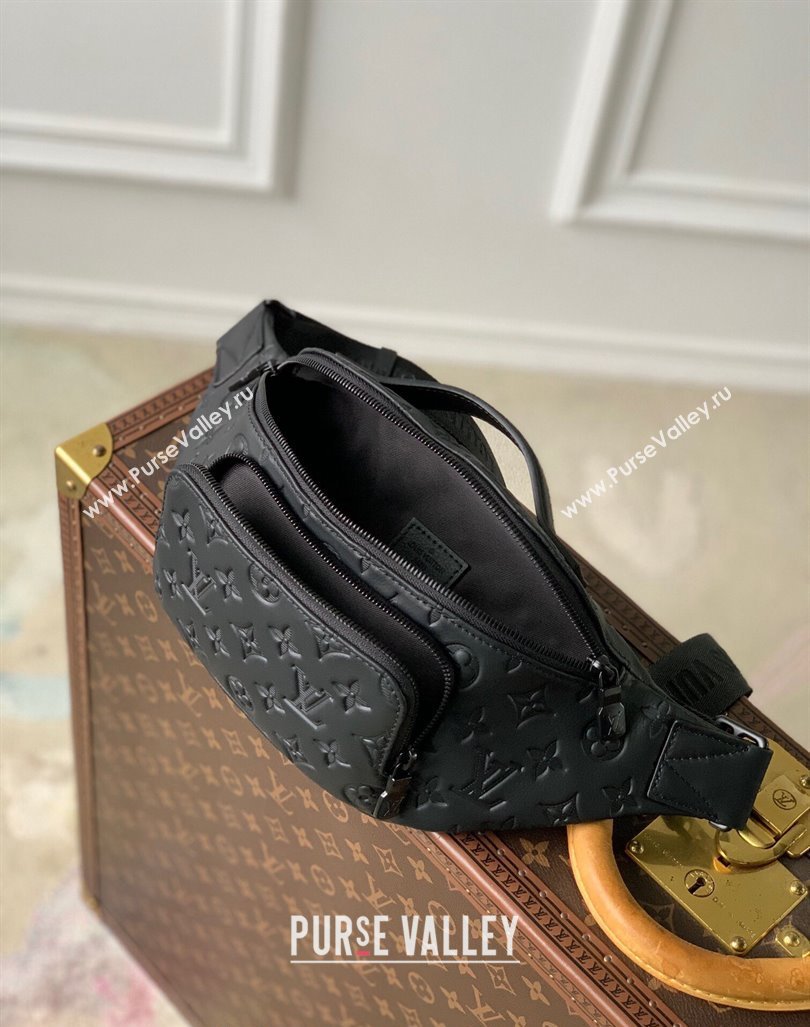 Louis Vuitton Mens Rush Bumbag Belt Bag in Black Monogram Shadow Leather 2024 M47058 (KI-240829019)