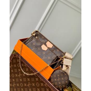 Louis Vuitton Multi-Pochette Accessoires Triple Shoulder Bag in Monogram Canvas Beige 2024 M44823 (KI-240829021)