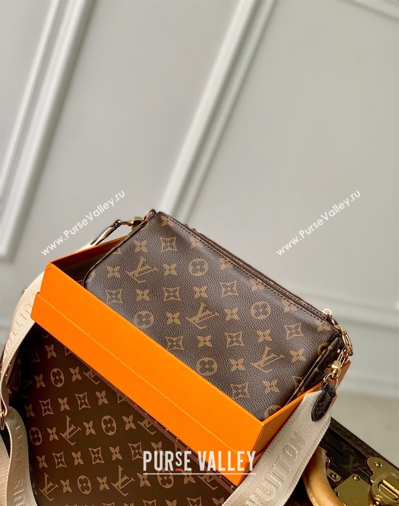 Louis Vuitton Multi-Pochette Accessoires Triple Shoulder Bag in Monogram Canvas Beige 2024 M44823 (KI-240829021)