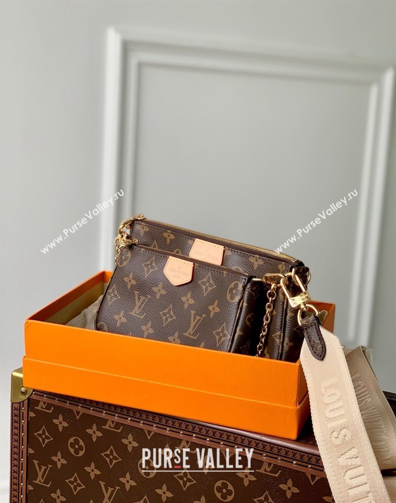 Louis Vuitton Multi-Pochette Accessoires Triple Shoulder Bag in Monogram Canvas Beige 2024 M44823 (KI-240829021)