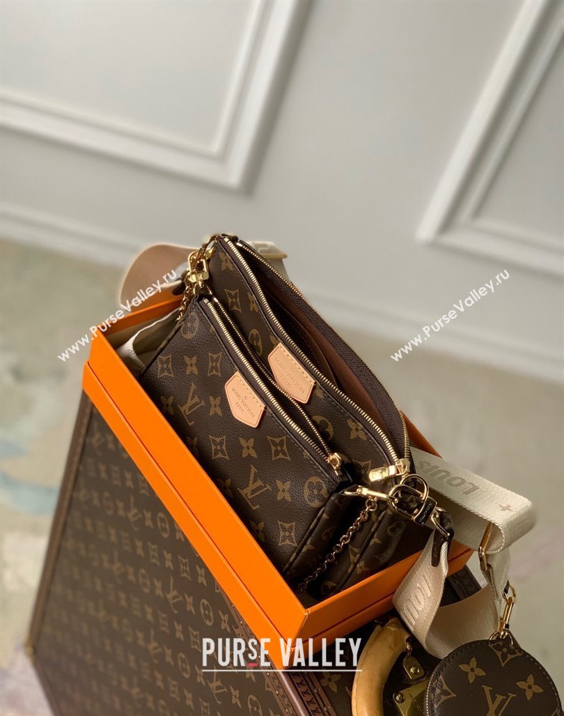 Louis Vuitton Multi-Pochette Accessoires Triple Shoulder Bag in Monogram Canvas Beige 2024 M44823 (KI-240829021)