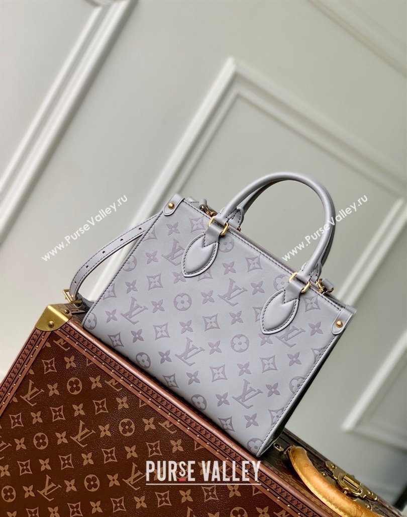 Louis Vuitton OnTheGo PM Tote Bag in Trianon Grey Calfskin 2024 M12465 (KI-240829018)