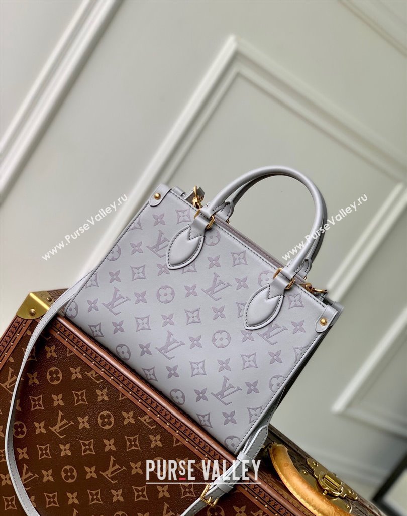 Louis Vuitton OnTheGo PM Tote Bag in Trianon Grey Calfskin 2024 M12465 (KI-240829018)