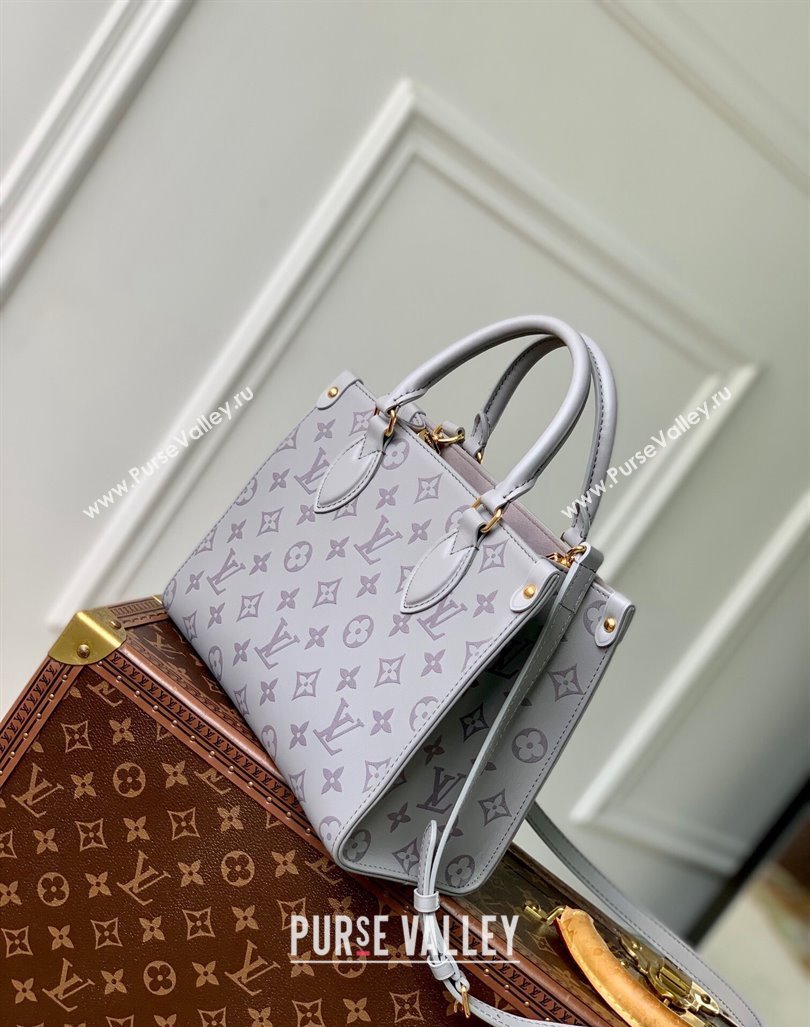 Louis Vuitton OnTheGo PM Tote Bag in Trianon Grey Calfskin 2024 M12465 (KI-240829018)
