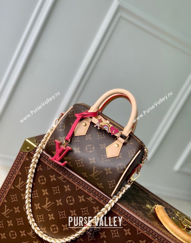 Louis Vuitton Speedy 18 LV I Monogram Canvas Bag with Charm M46970 Brown 2024 (KI-240829028)