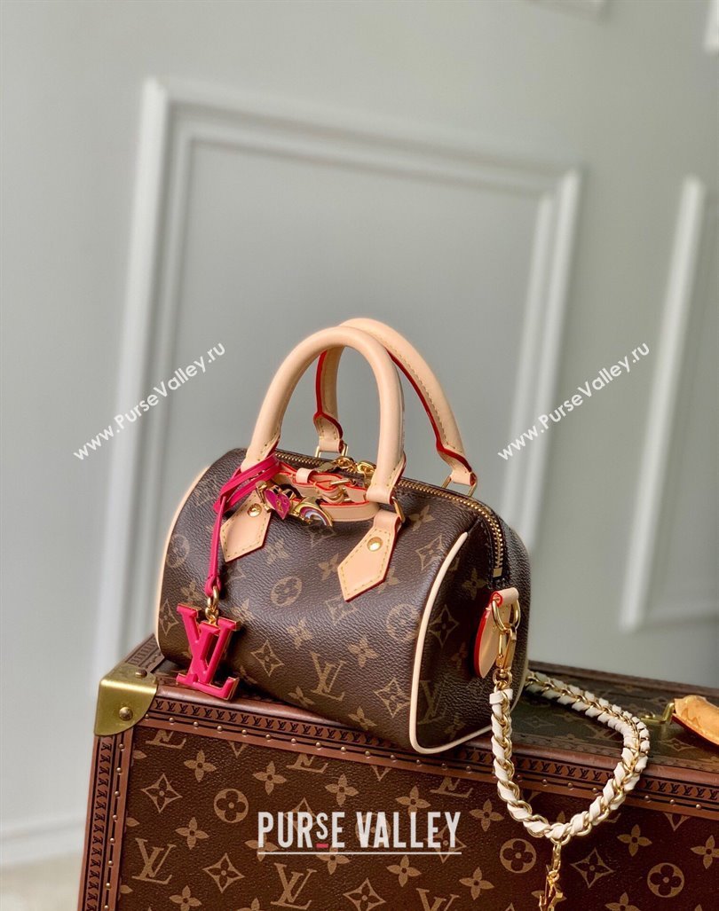 Louis Vuitton Speedy 18 LV I Monogram Canvas Bag with Charm M46970 Brown 2024 (KI-240829028)