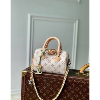 Louis Vuitton Speedy 18 LV I Monogram Dune Canvas Bag with Charm M24606 White 2024 (KI-240829029)