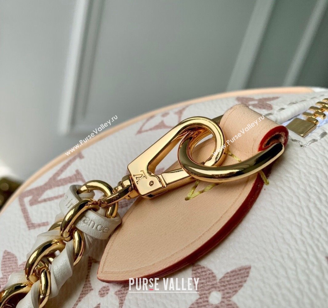 Louis Vuitton Speedy 18 LV I Monogram Dune Canvas Bag with Charm M24606 White 2024 (KI-240829029)