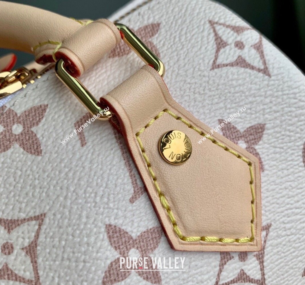 Louis Vuitton Speedy 18 LV I Monogram Dune Canvas Bag with Charm M24606 White 2024 (KI-240829029)