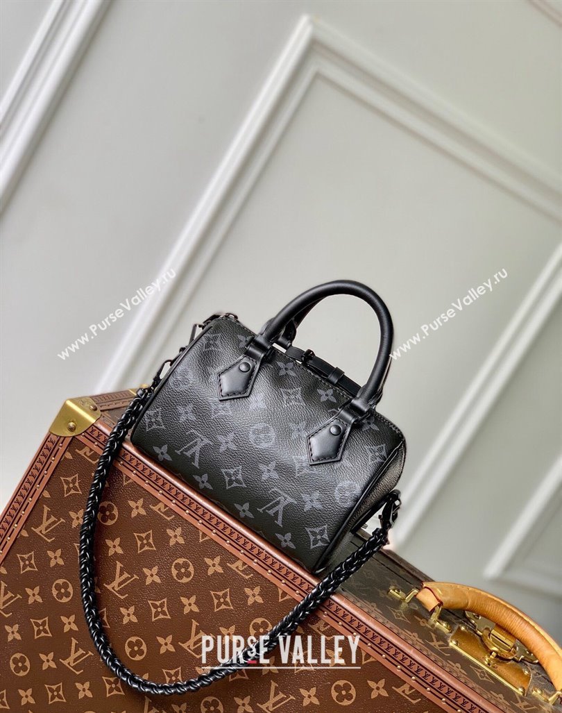 Louis Vuitton Speedy 18 LV I Monogram Eclipse Canvas Bag with Charm M24474 Black 2024 (KI-240829030)