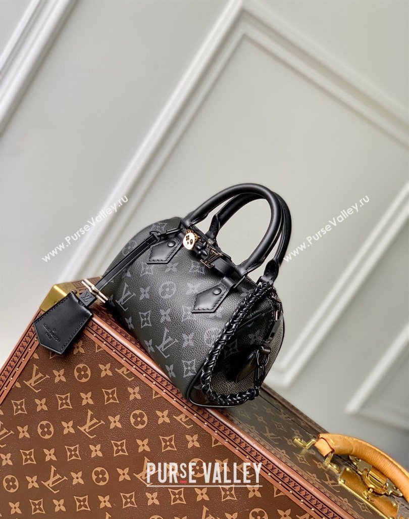 Louis Vuitton Speedy 18 LV I Monogram Eclipse Canvas Bag with Charm M24474 Black 2024 (KI-240829030)