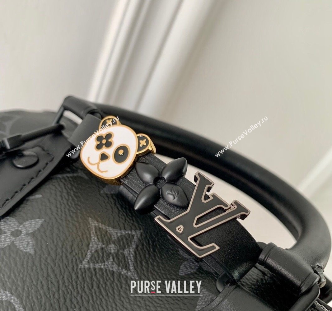 Louis Vuitton Speedy 18 LV I Monogram Eclipse Canvas Bag with Charm M24474 Black 2024 (KI-240829030)