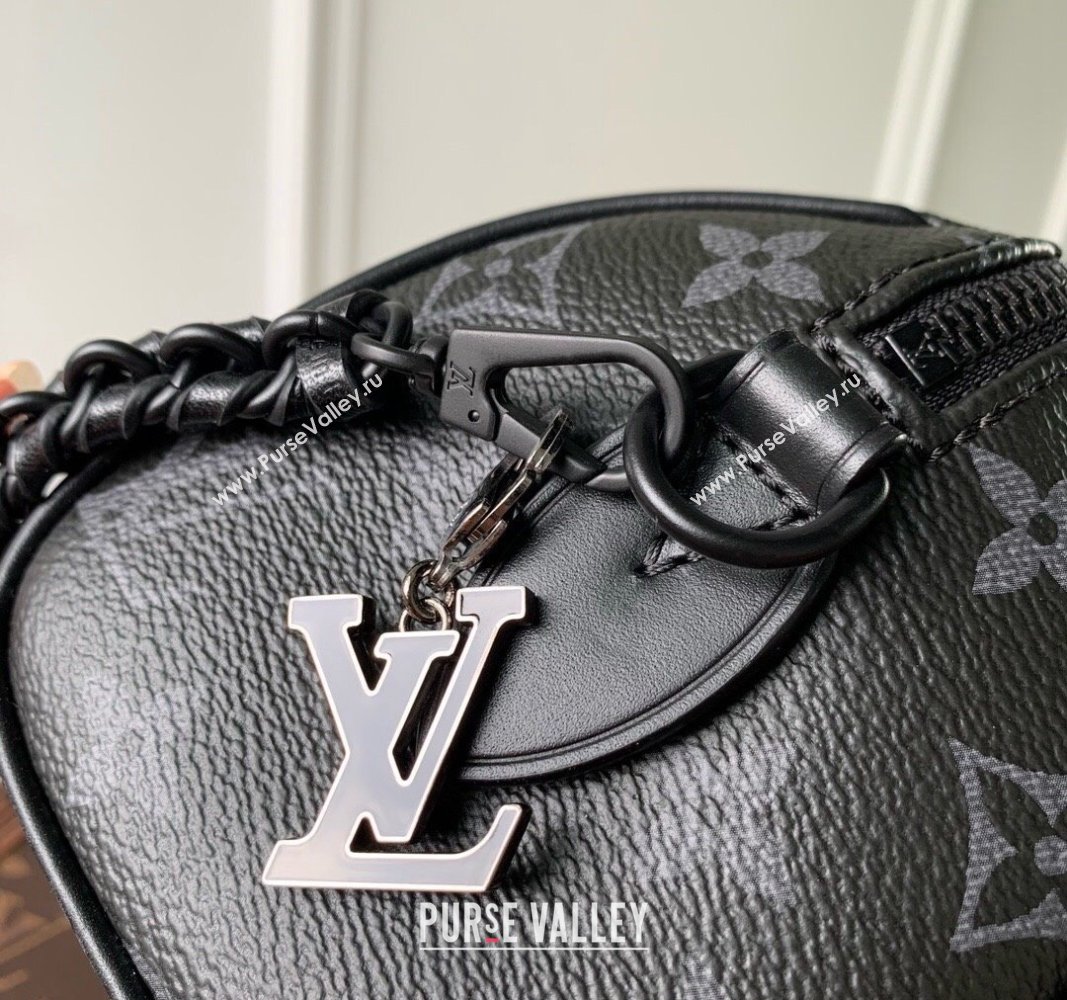 Louis Vuitton Speedy 18 LV I Monogram Eclipse Canvas Bag with Charm M24474 Black 2024 (KI-240829030)