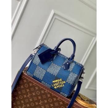 Louis Vuitton Mens Speedy 25 Bandouliere bag in Blue Damier Heritage Canvas N40691 2024 (KI-240829042)