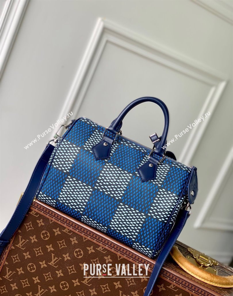 Louis Vuitton Mens Speedy 25 Bandouliere bag in Blue Damier Heritage Canvas N40691 2024 (KI-240829042)