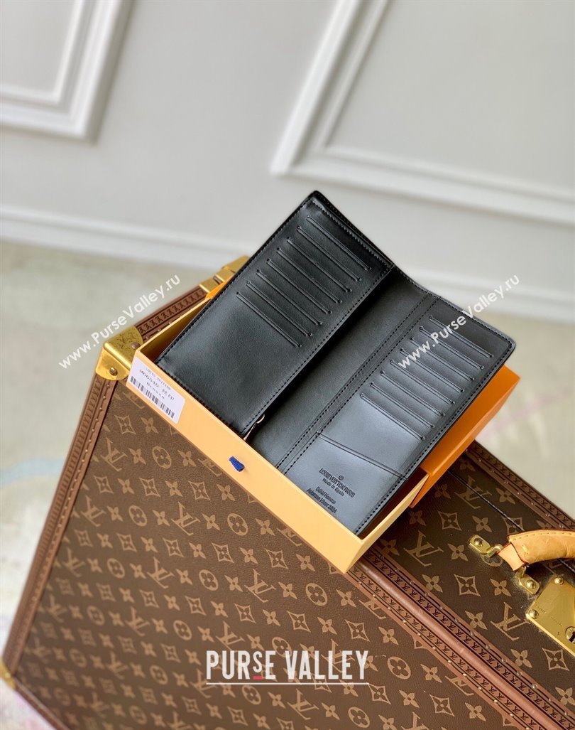 Louis Vuitton Mens Brazza Wallet in Black Brushed Monogram Leather 2024 M66540 (KI-240829006)