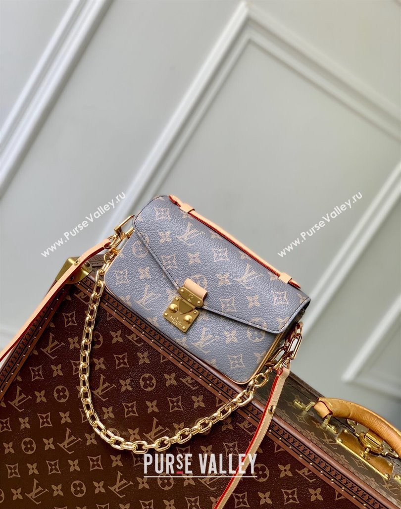 Louis Vuitton Pochette Metis East West Shoulder Bag in Trianon Grey Canvas 2024 M12429 (KI-240829011)