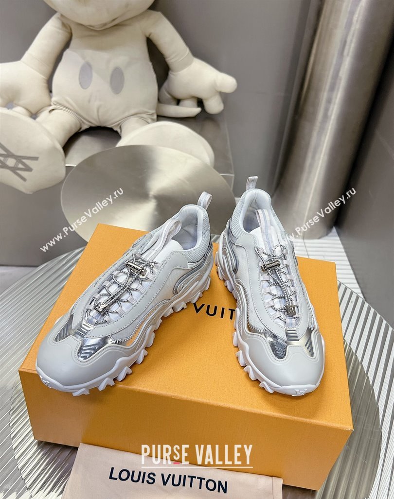 Louis Vuitton LV Rush Sneakers in Nylon Mesh Light Grey/Silver 2024 0905 (MD-240905086)