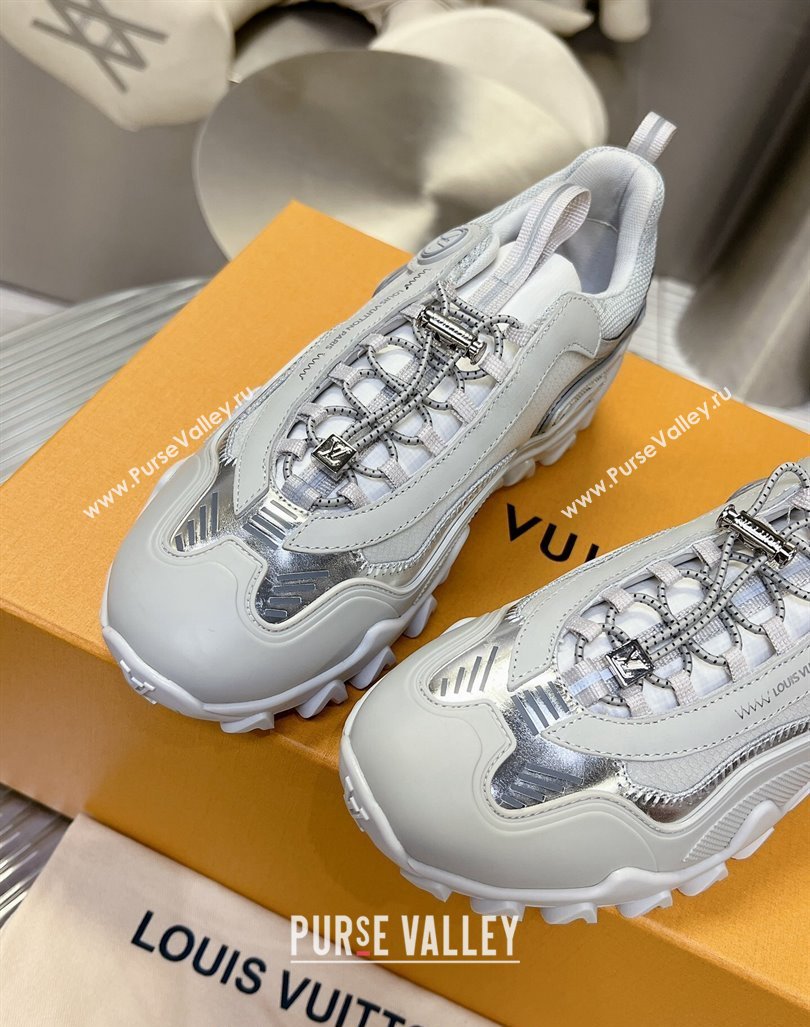 Louis Vuitton LV Rush Sneakers in Nylon Mesh Light Grey/Silver 2024 0905 (MD-240905086)