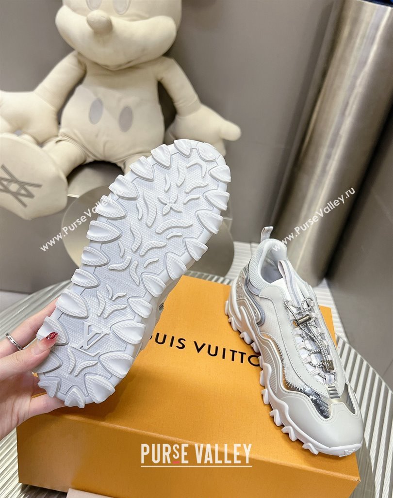 Louis Vuitton LV Rush Sneakers in Nylon Mesh Light Grey/Silver 2024 0905 (MD-240905086)