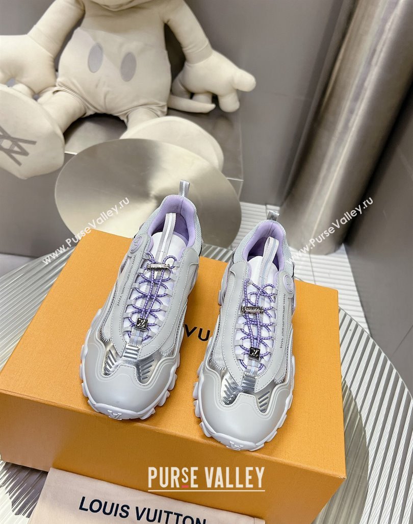 Louis Vuitton LV Rush Sneakers in Nylon Mesh Light Grey/Purple 2024 0905 (MD-240905088)