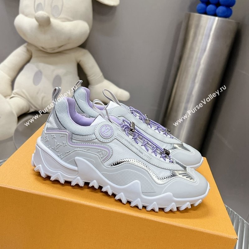 Louis Vuitton LV Rush Sneakers in Nylon Mesh Light Grey/Purple 2024 0905 (MD-240905088)