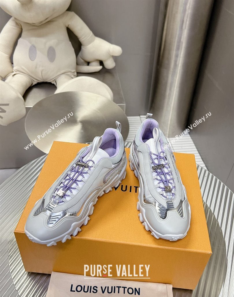 Louis Vuitton LV Rush Sneakers in Nylon Mesh Light Grey/Purple 2024 0905 (MD-240905088)