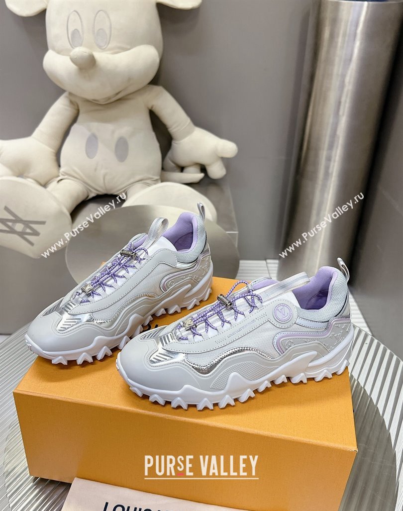 Louis Vuitton LV Rush Sneakers in Nylon Mesh Light Grey/Purple 2024 0905 (MD-240905088)