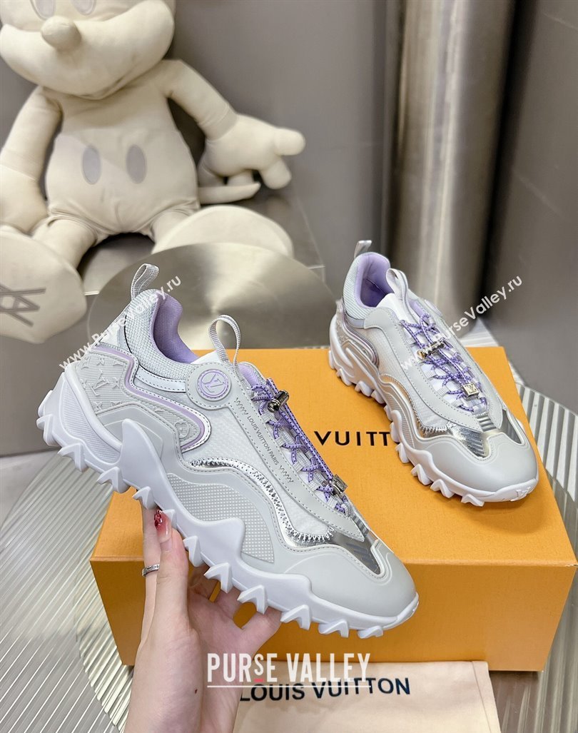 Louis Vuitton LV Rush Sneakers in Nylon Mesh Light Grey/Purple 2024 0905 (MD-240905088)