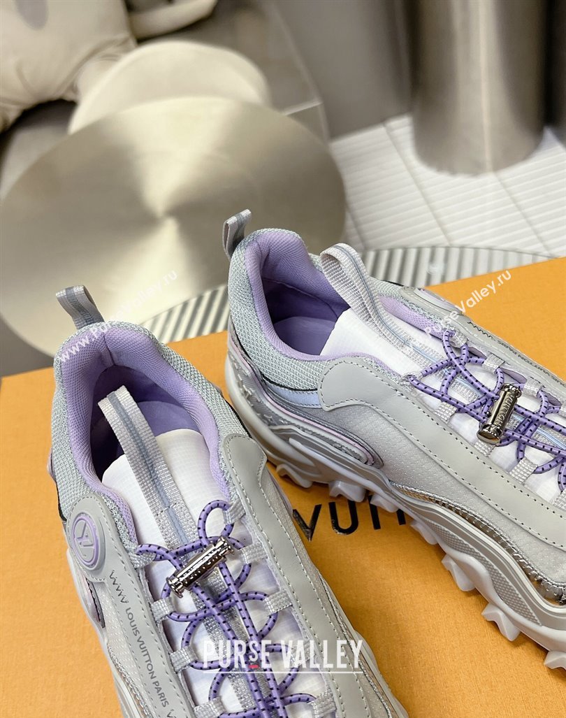 Louis Vuitton LV Rush Sneakers in Nylon Mesh Light Grey/Purple 2024 0905 (MD-240905088)