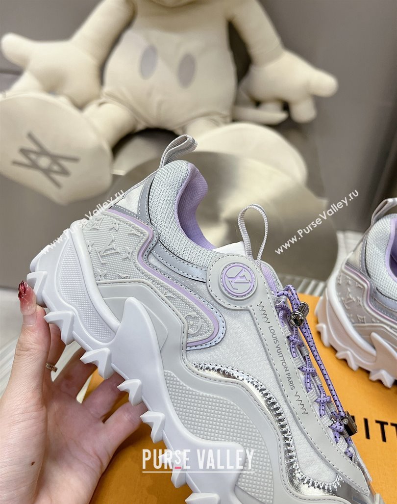 Louis Vuitton LV Rush Sneakers in Nylon Mesh Light Grey/Purple 2024 0905 (MD-240905088)