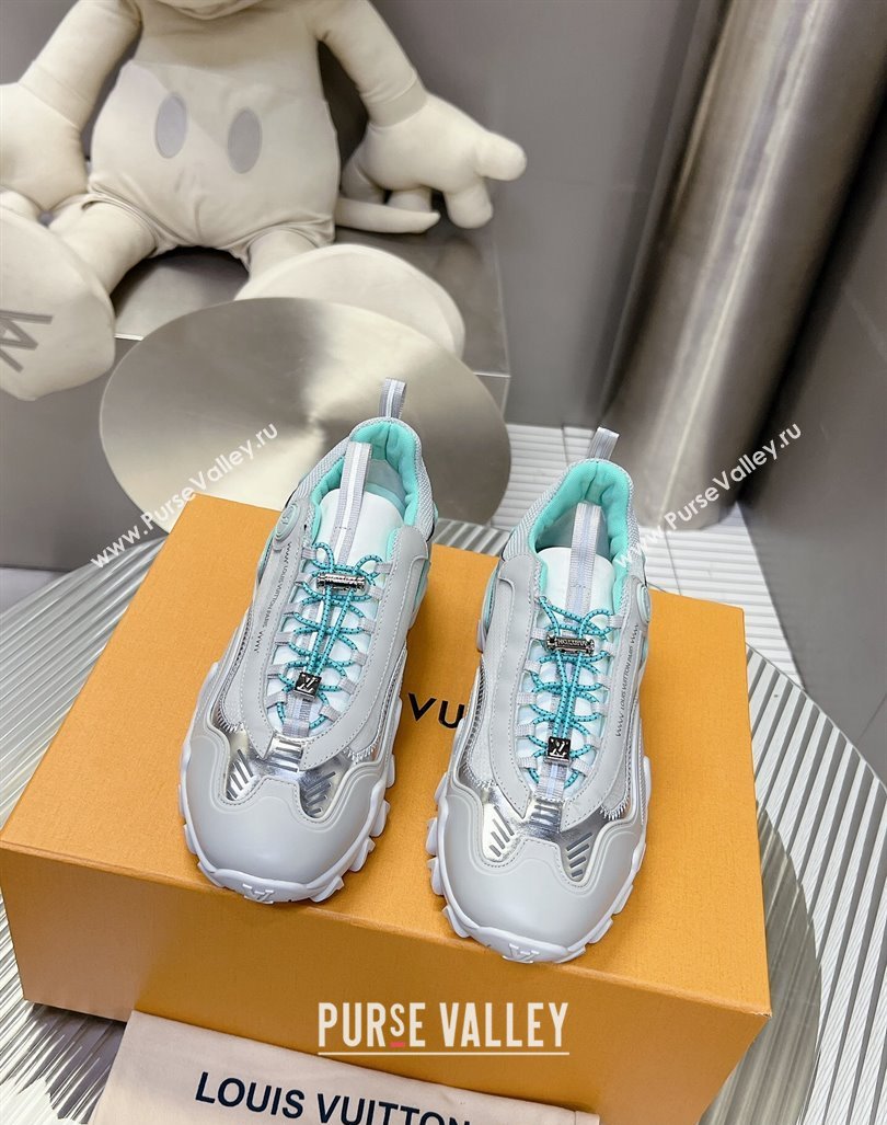 Louis Vuitton LV Rush Sneakers in Nylon Mesh Light Grey/Green 2024 0905 (MD-240905089)