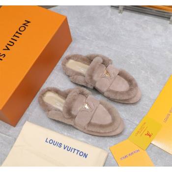 Louis Vuitton LV Capri Open Back Loafers/Flat Mules in Suede and Wool Nude 2024 (MD-240905092)