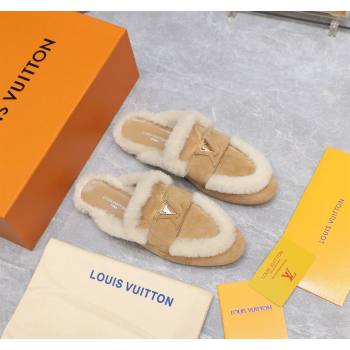 Louis Vuitton LV Capri Open Back Loafers/Flat Mules in Suede and Wool Camel 2024 (MD-240905094)