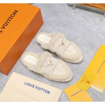 Louis Vuitton LV Capri Open Back Loafers/Flat Mules in Suede and Wool White 2024 (MD-240905095)